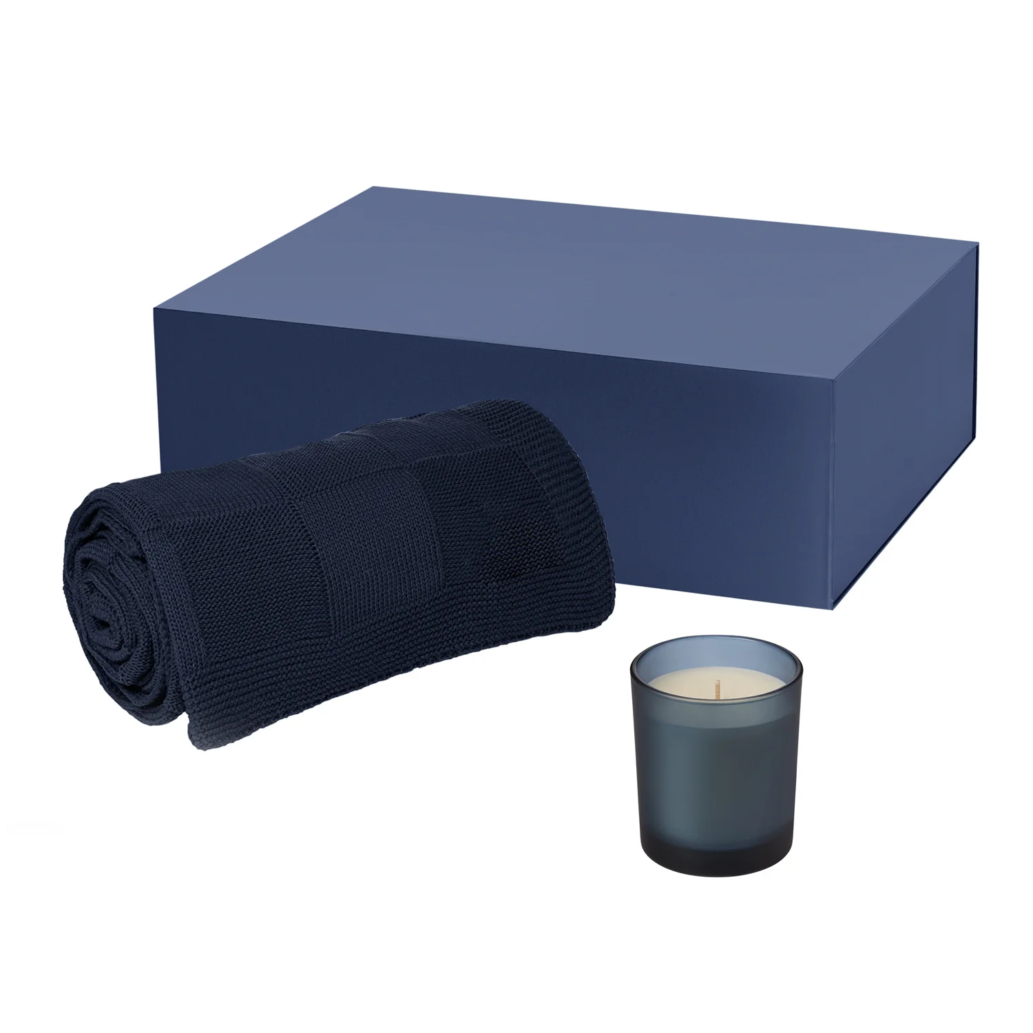 Картинка Подарочный набор Enigma, Cella, синий (свеча, плед) купить в PR Gifts