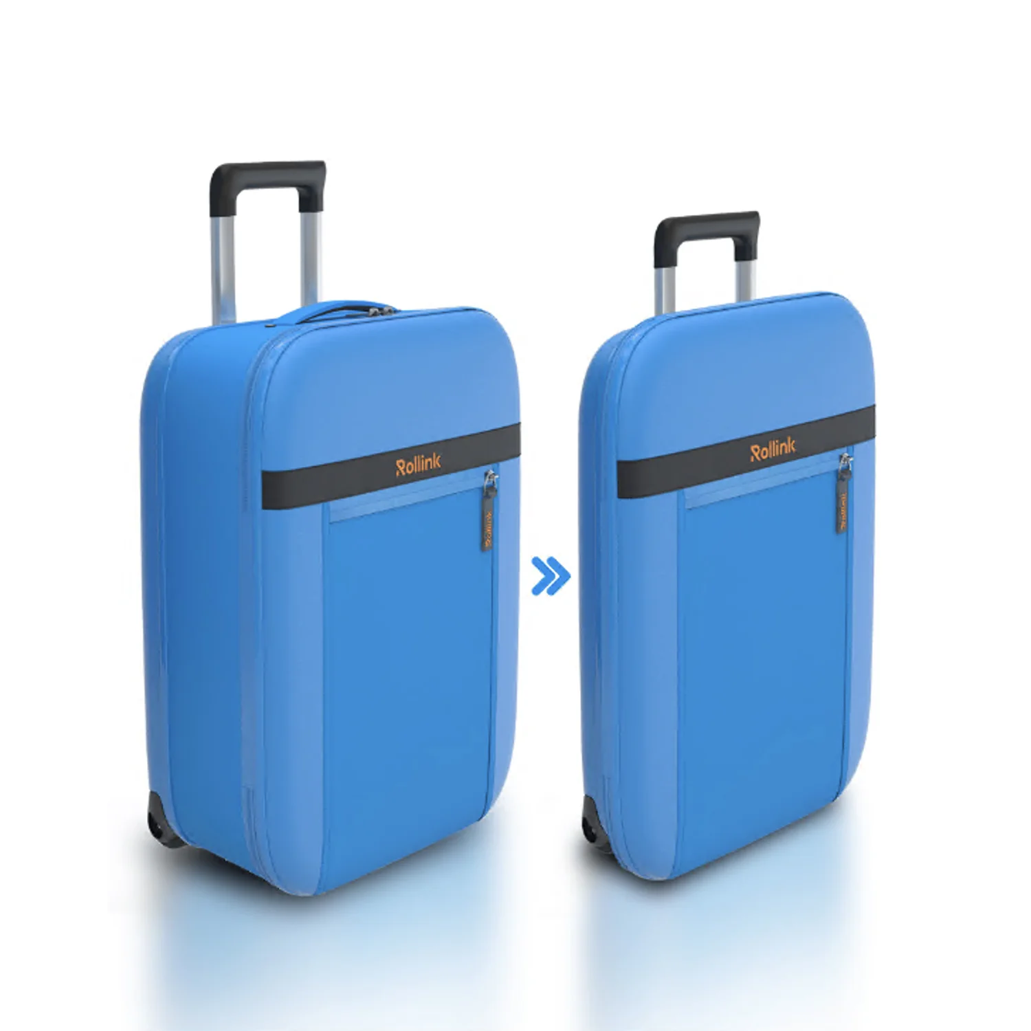 Картинка Чемодан складной Rollink Aura 55x40x20 см, 2 колеса, синий купить в PR Gifts