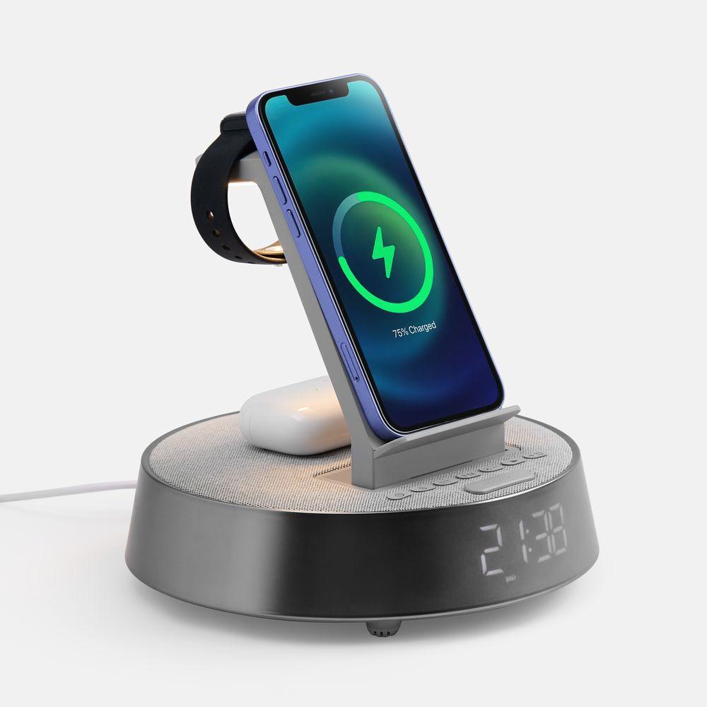 Картинка Bluetooth-колонка с беспроводной зарядкой и часами netEnergy